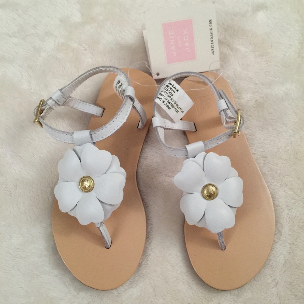 Janie and Jack NEW White Leather Sandals Size 9