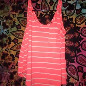 Pink and white striped tank top
