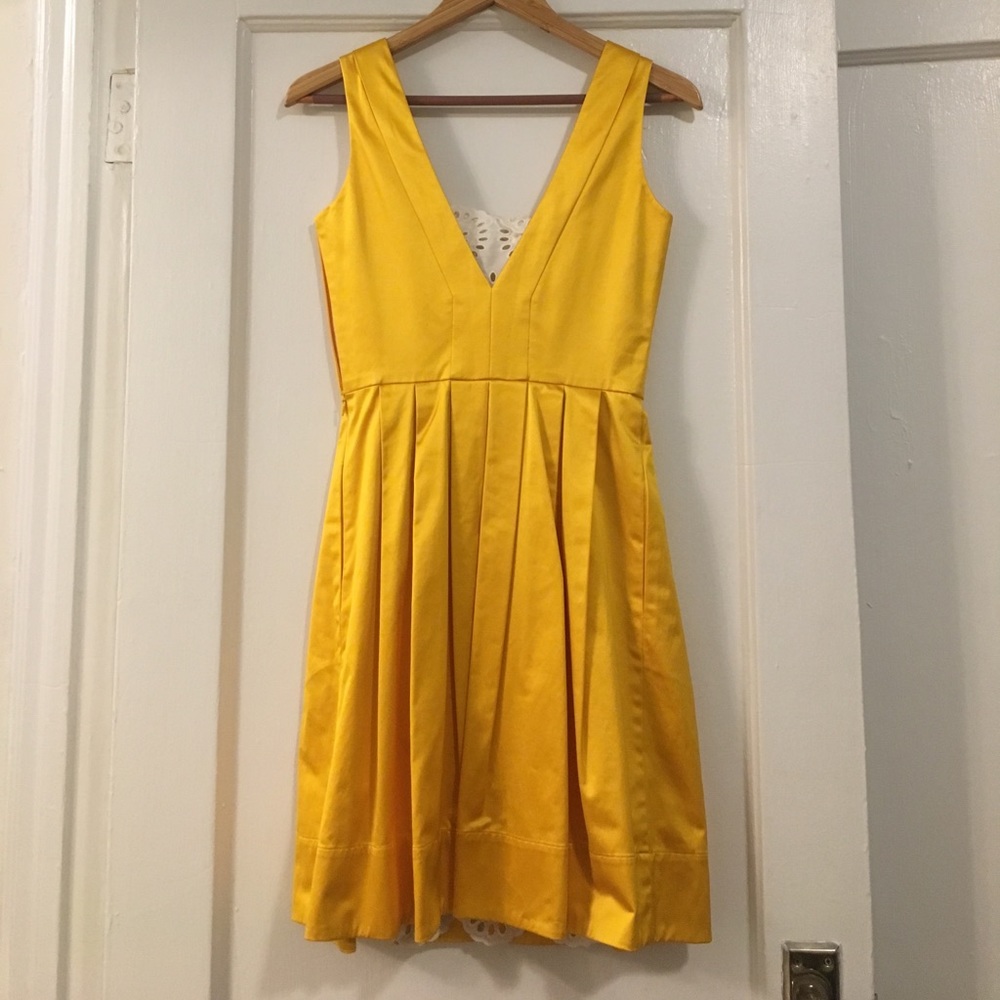 Diane Von Furstenberg Yellow Pleated Dress