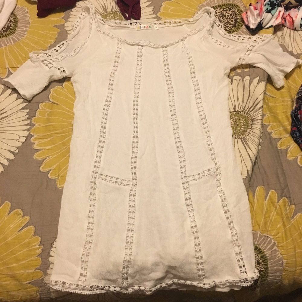 Off the shoulder white dress