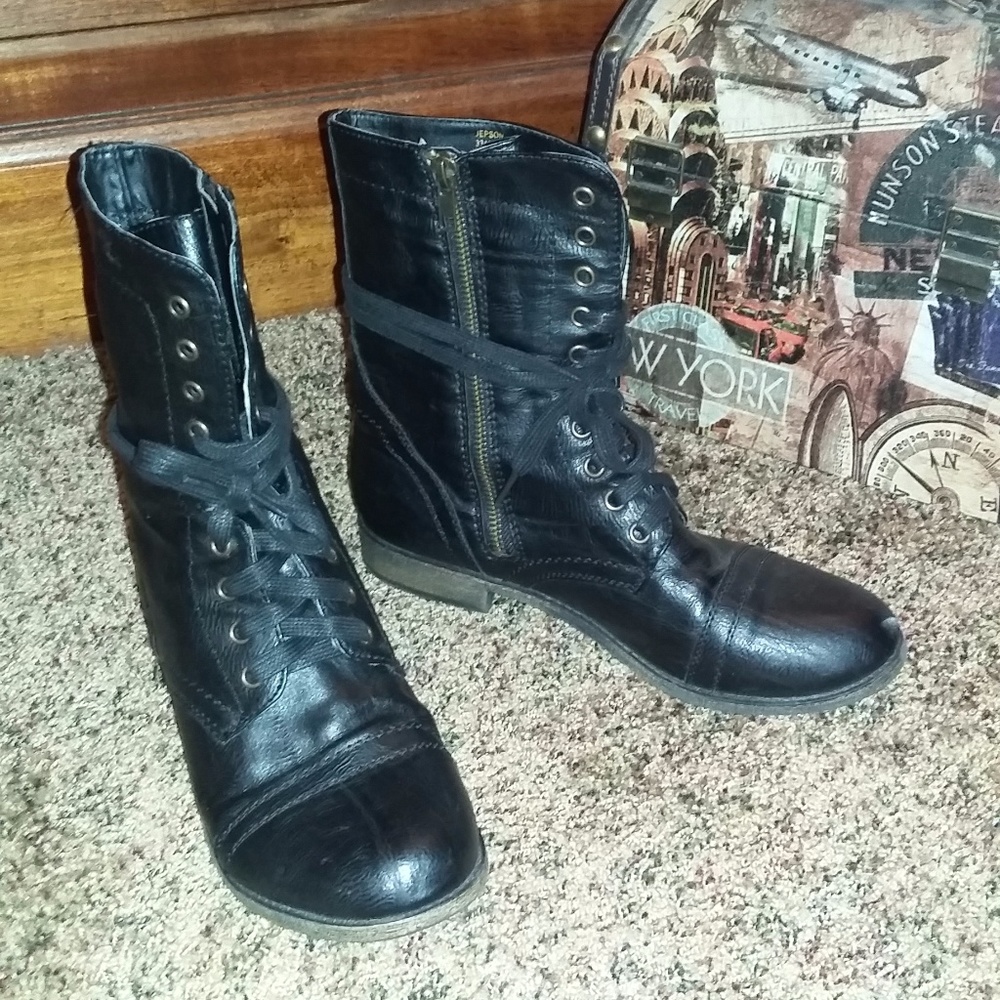 Black combat boots