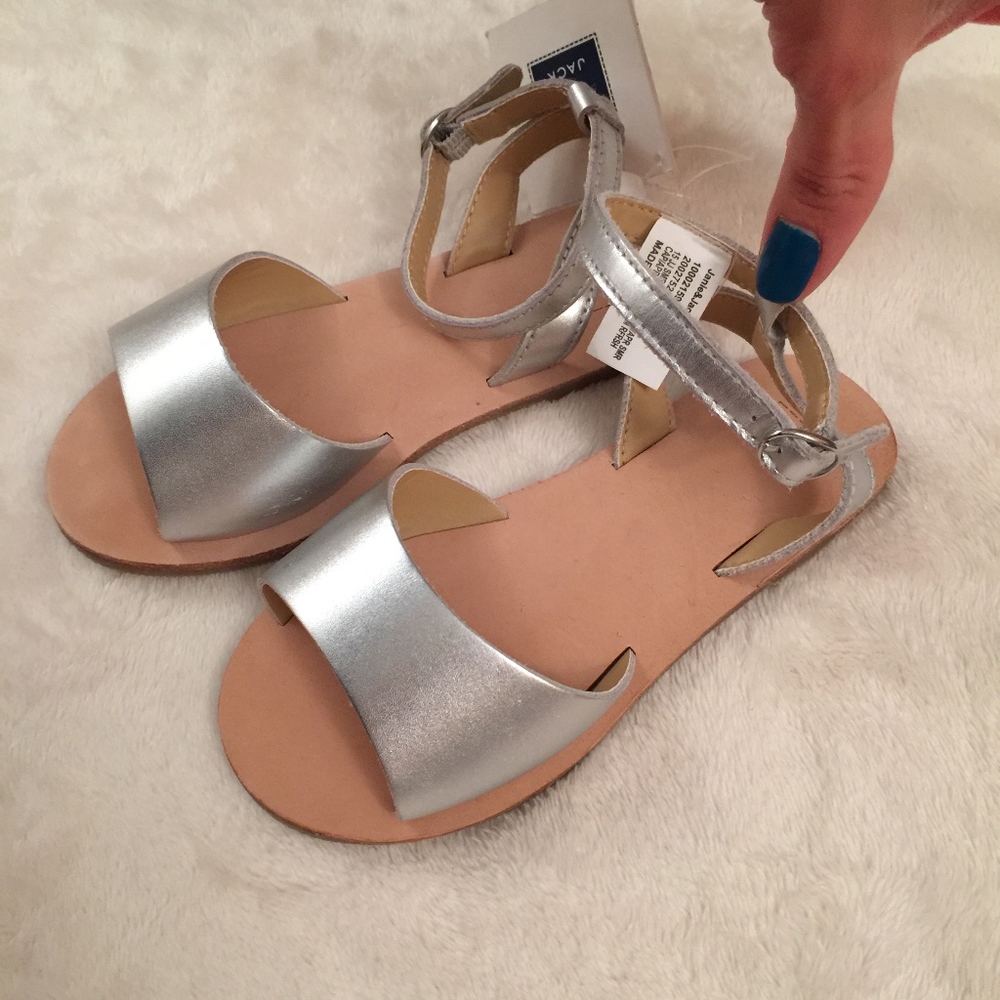 Janie and Jack NEW Silver Leather Sandals Size 10