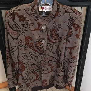 LUXURIOUS AUTUMN JACKET IN RUSSET JACQUARD PALLET METALLIC THREADS SZ M LIKE NEW