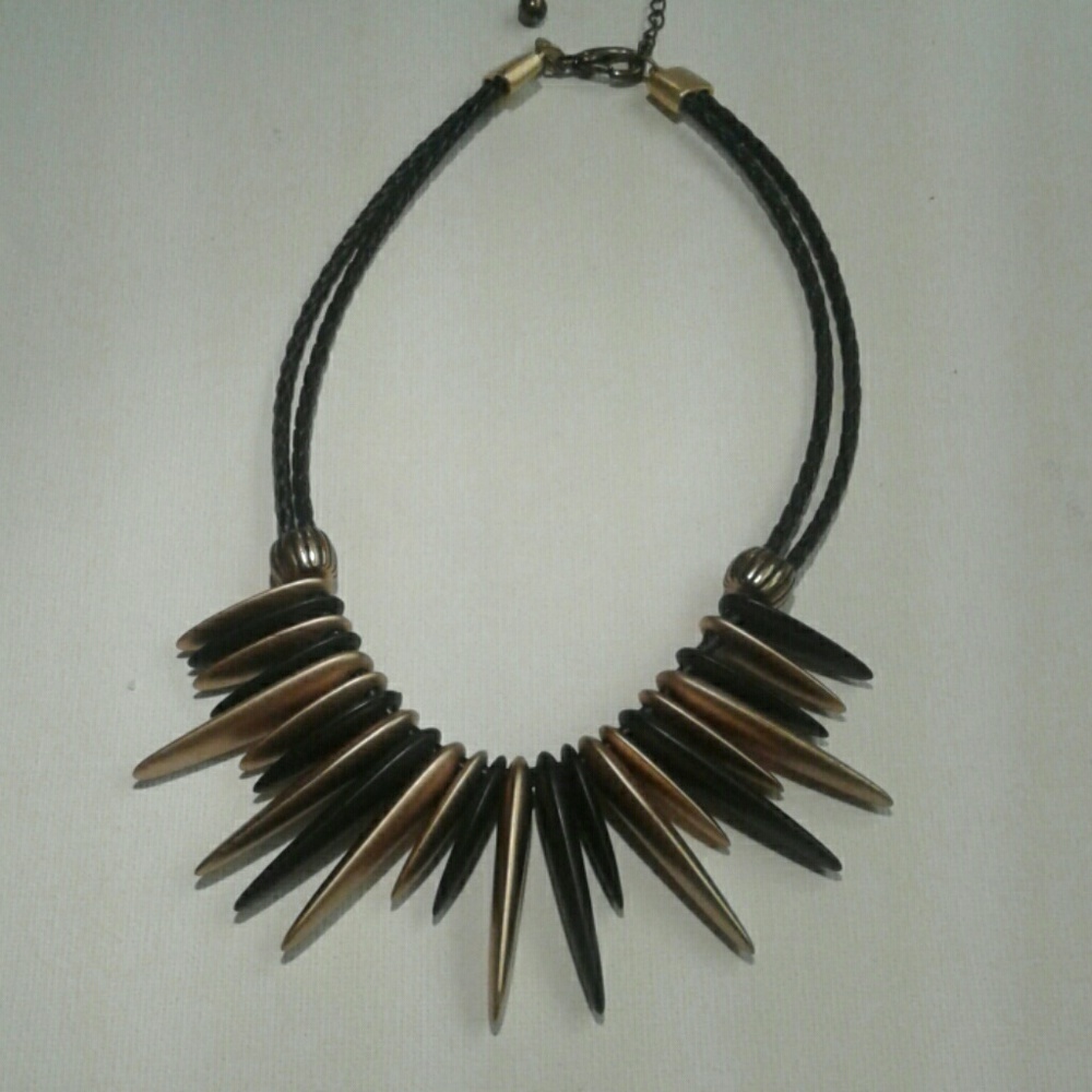 Chicos black and gold colored necklace