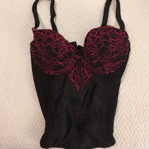 Sexy black and hot pink bustier