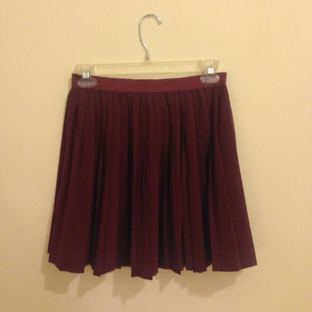 Maroon Pleated Mini Skirt