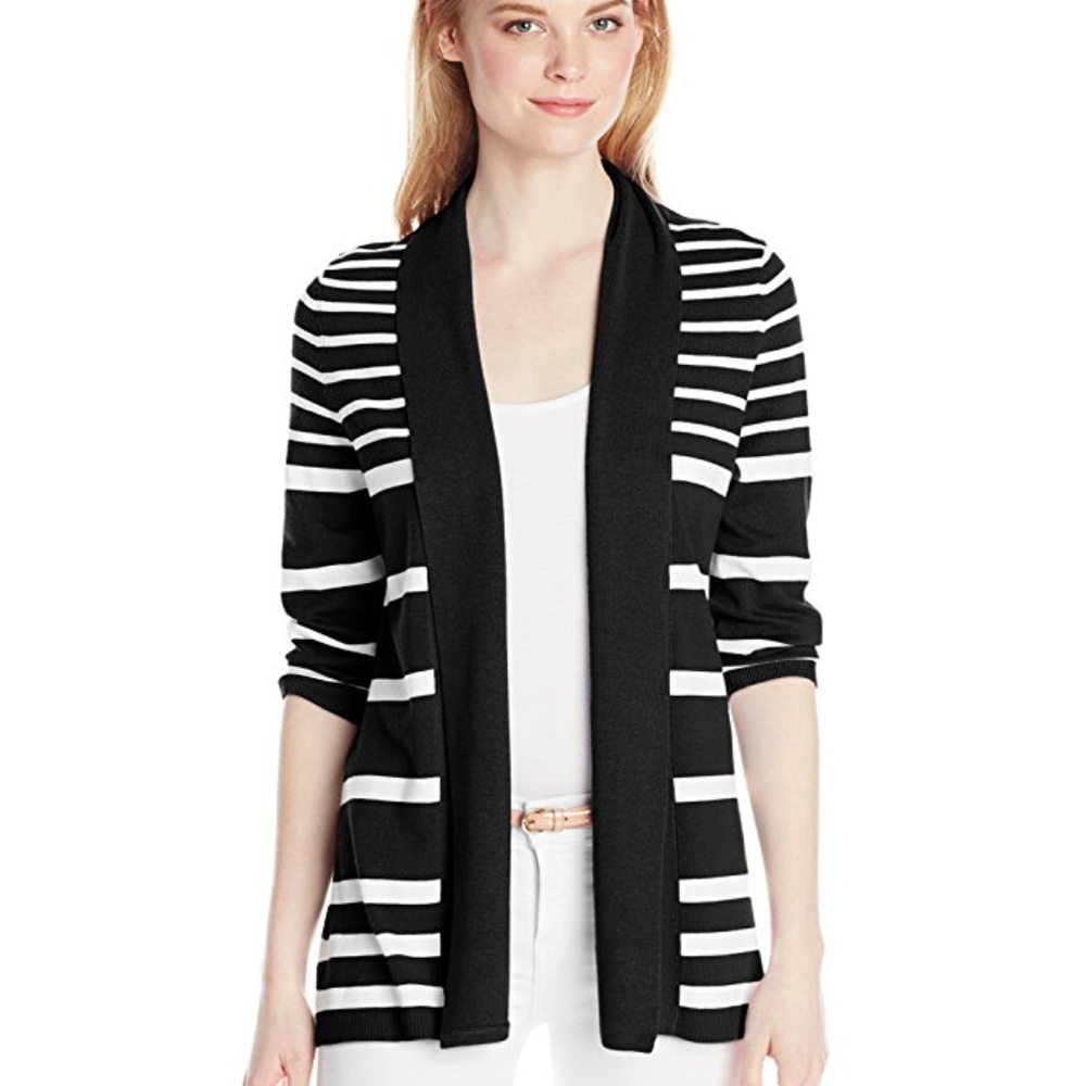 Leo & Nicole Black & White sweater cardigan SMALL