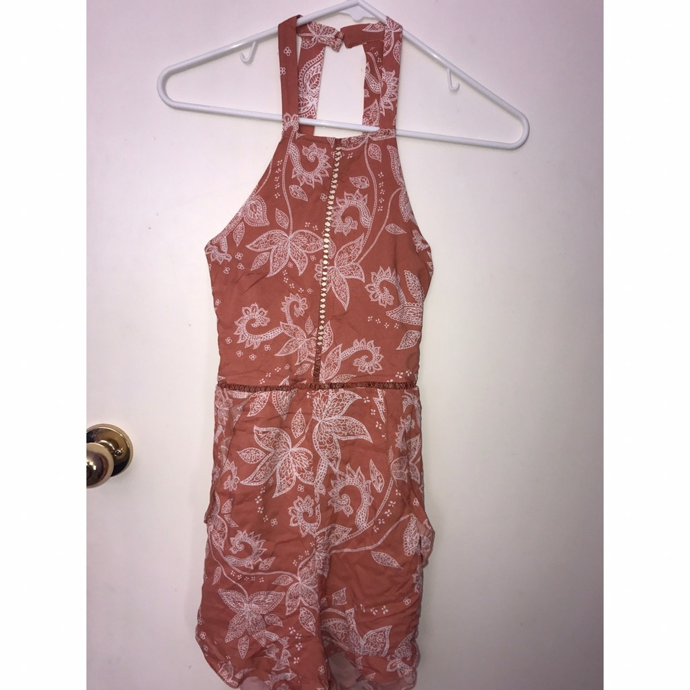 Halter open back romper