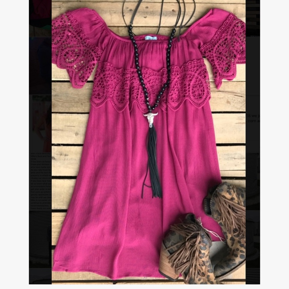 Southern Fried Chics Lace Off The Shoulder Dress