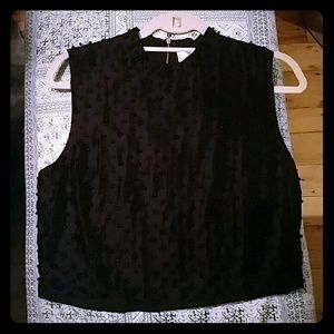 Zimmermann Black Beaded Cropped Silk Shell Top