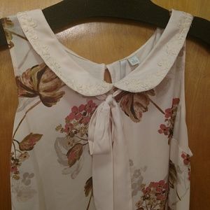 Light pink floral sleeveless top Lauren Conrad LG