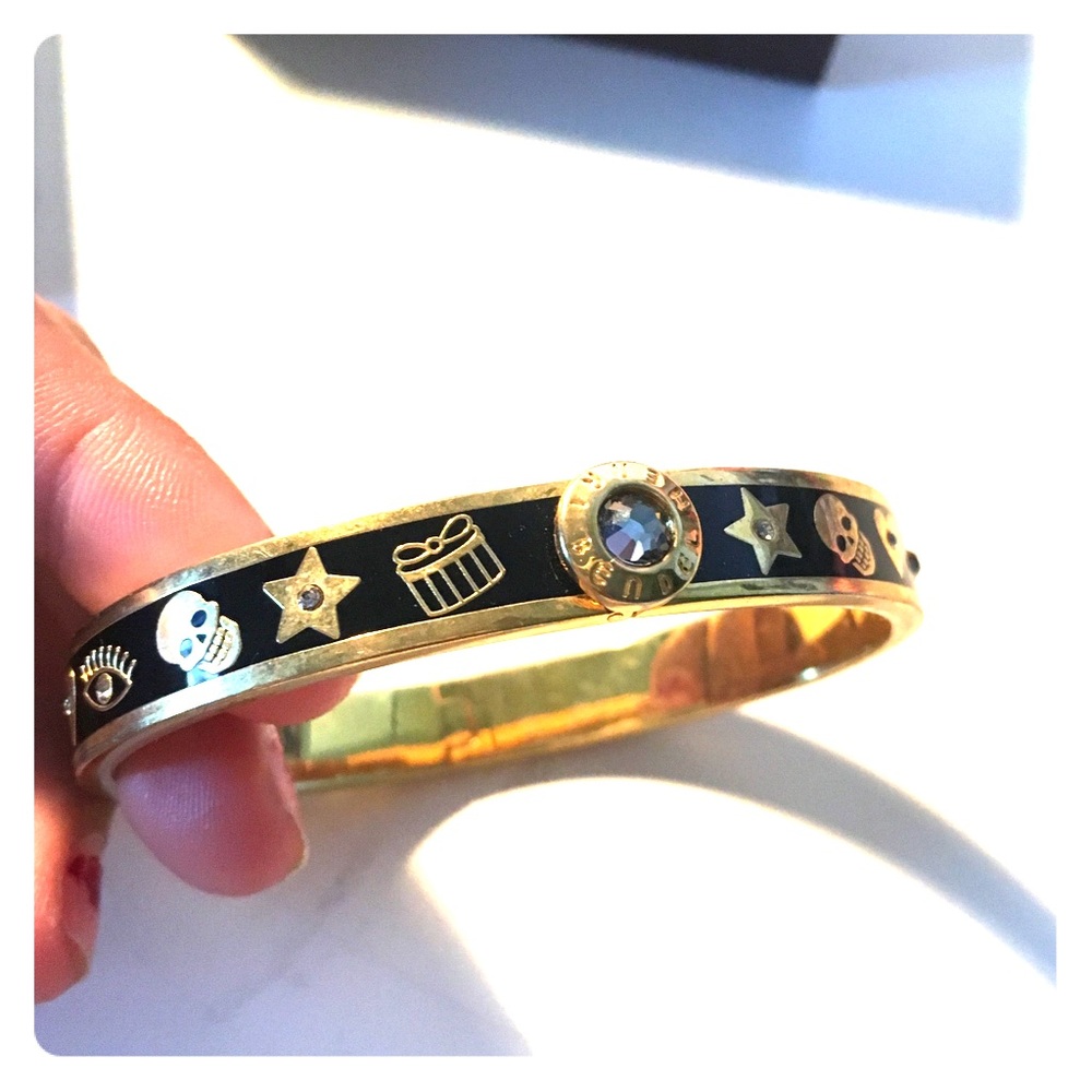 Henri Bendale gold black skull stars bangle