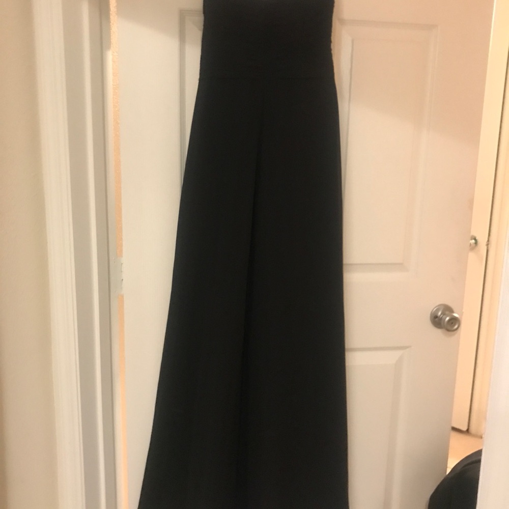 Black bridesmaid gown, strapless size 8,