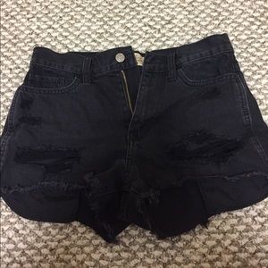 Black Ripped Hollister Jean Shorts Size 3