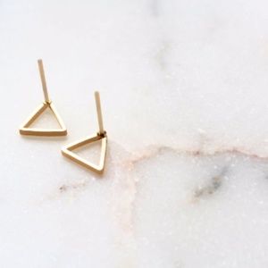 Gold Triangle Stud Earrings