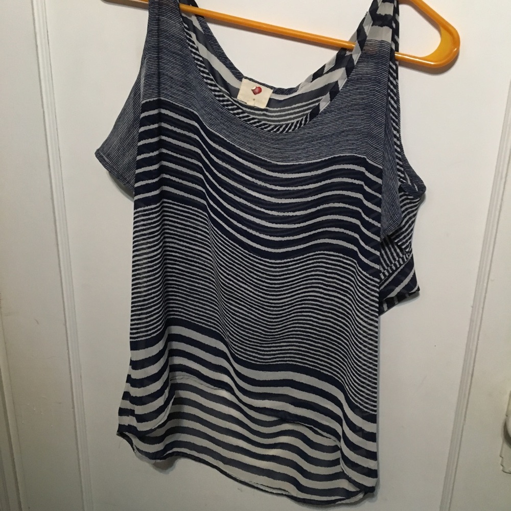 Blue and white Sheer top