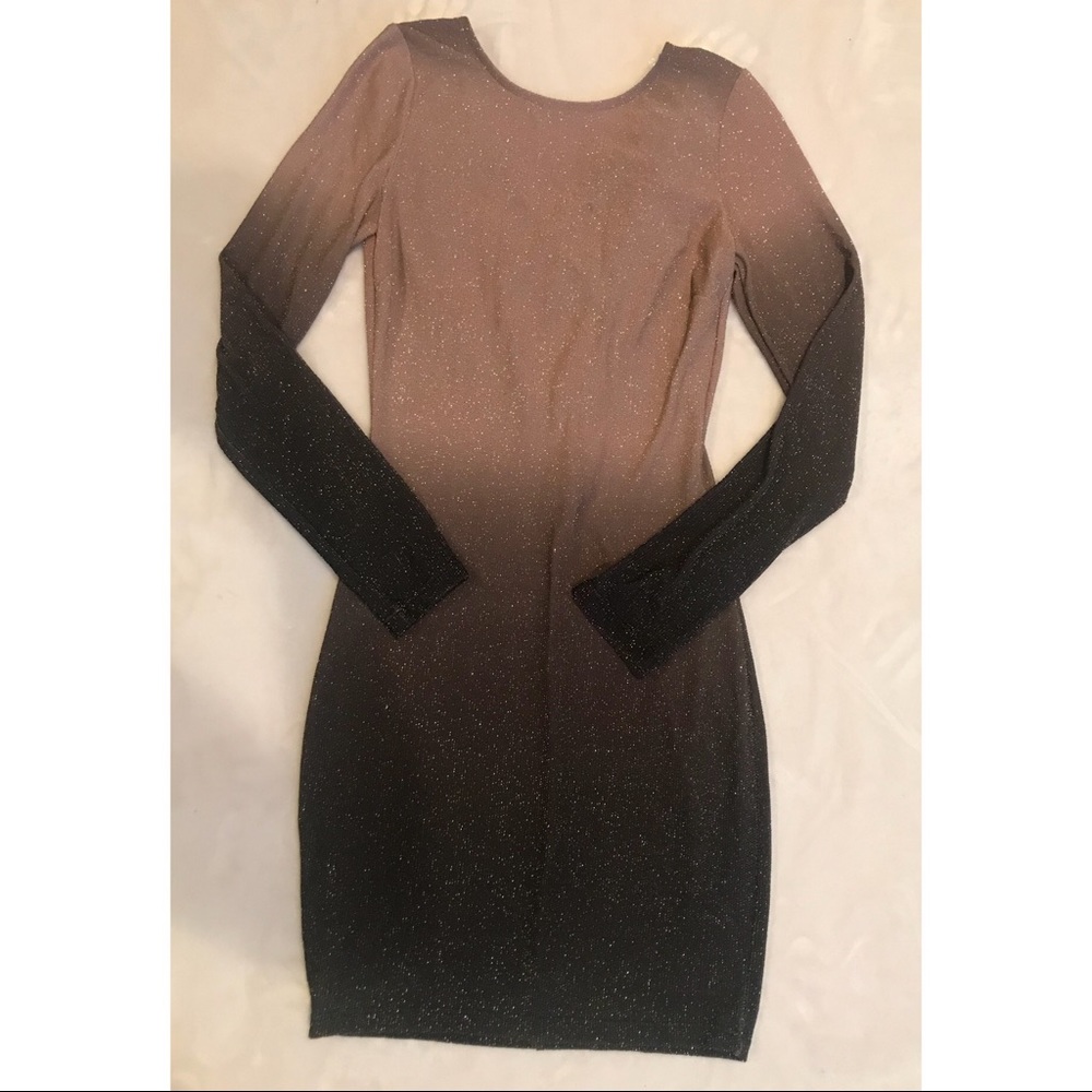 Sparkly Nude/Black Draped Back Dress