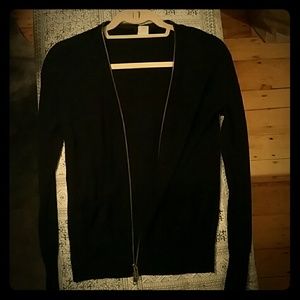 J. CREW merino wool black cardigan, zip closure