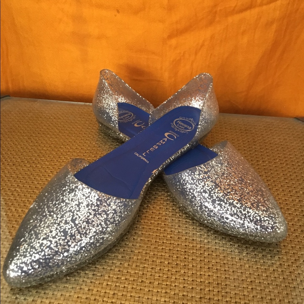 Jeffrey Campbell Silver Sparkle Jelly Flats