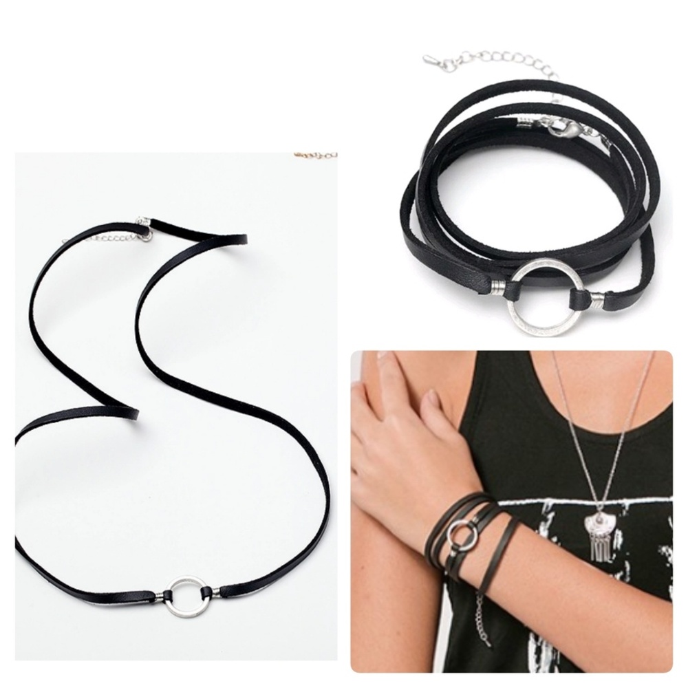 🛑sold in bundle🛑Blk Lthr Circle Bracelet - Picture 2 of 5