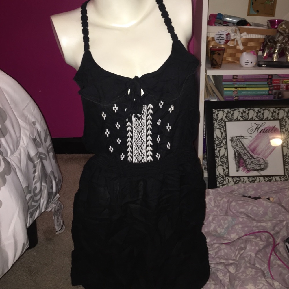 Black sundress with crochet detail