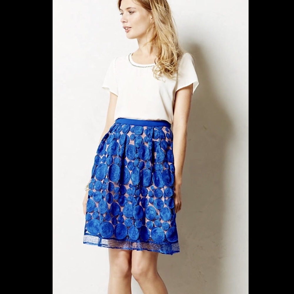 Eva Franco Blue Over NudeLace Circle Swing skirt 2 - Picture 2 of 7