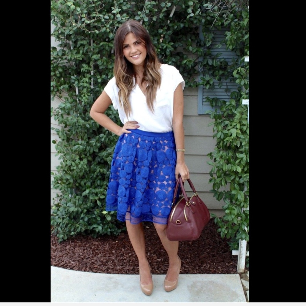 Eva Franco Blue Over NudeLace Circle Swing skirt 2 - Picture 7 of 7