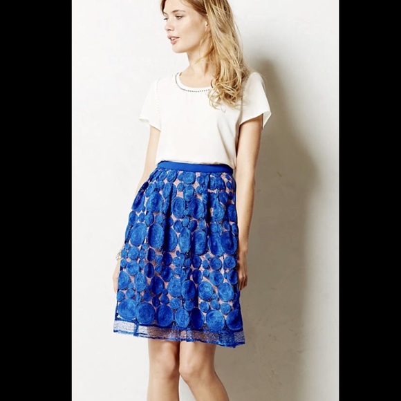 Eva Franco Blue Over NudeLace Circle Swing skirt 2 - Picture 2 of 7