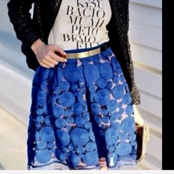 Eva Franco Blue Over NudeLace Circle Swing skirt 2 - Picture 6 of 7