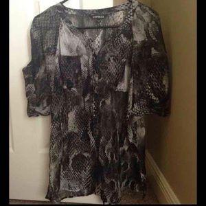Express sheer snake print top