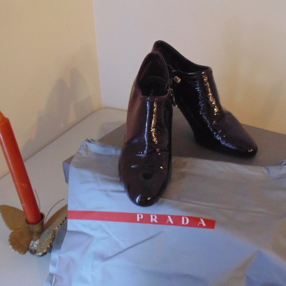 Prada Shoes - AUTHENTIC Prada Burgundy Patent Leather Boots