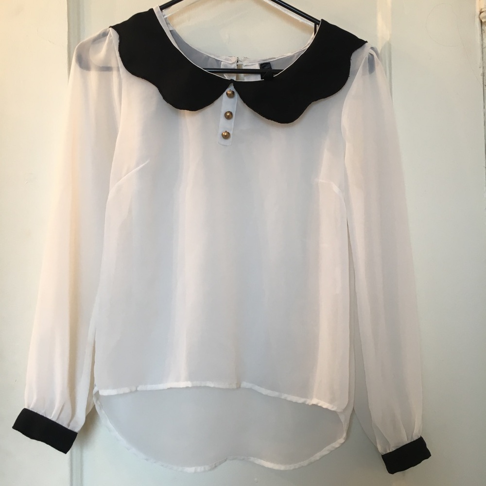 White blouse with Peter Pan collar