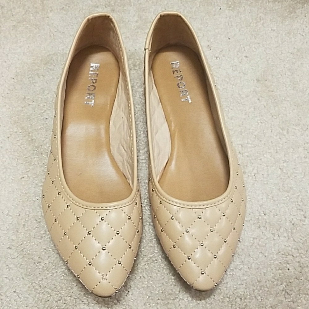 Faux leather quilted stud flats