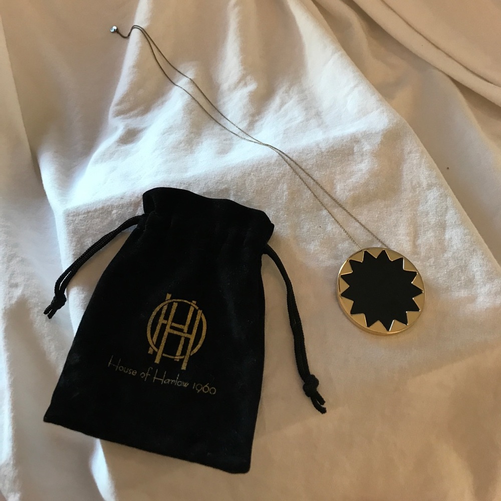 House of Harlow black leather pendant necklace