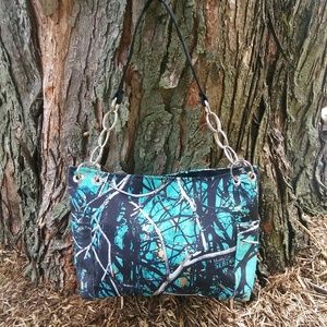 Serenity blue moonshine camo handbag tote