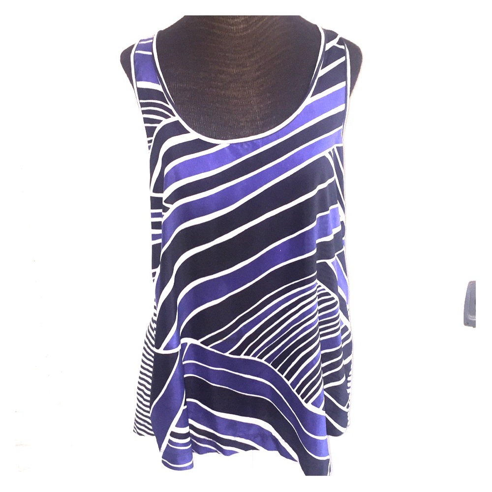 Fit and flare striped sleeveless blouse