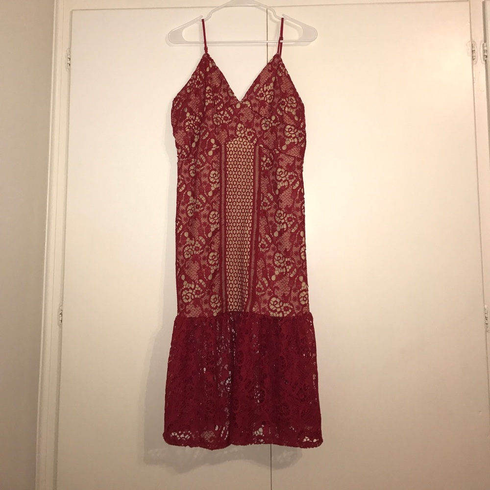 Red mid leg dress