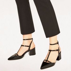 Zara High Heel Slingback Shoes 8 Black Zara High Heel Slingback Shoes 8 Black