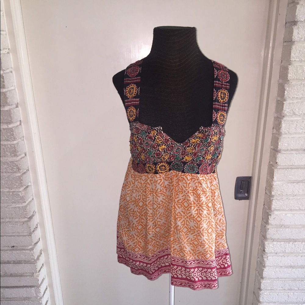 "Old school" Free People embroidered tank top