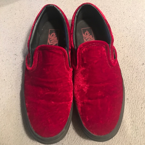 red velvet slip on vans