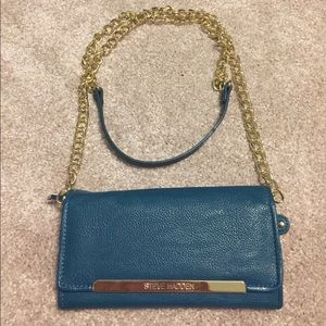 Teal and gold crossbody bag