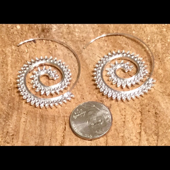 homemade sterling silver Jewelry - Tribal spiral earrings