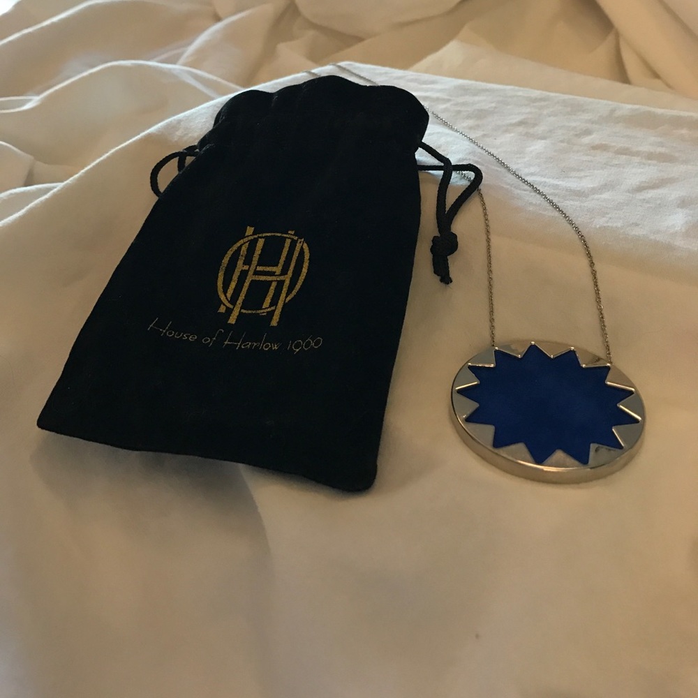 House of Harlow blue suede pendant necklace