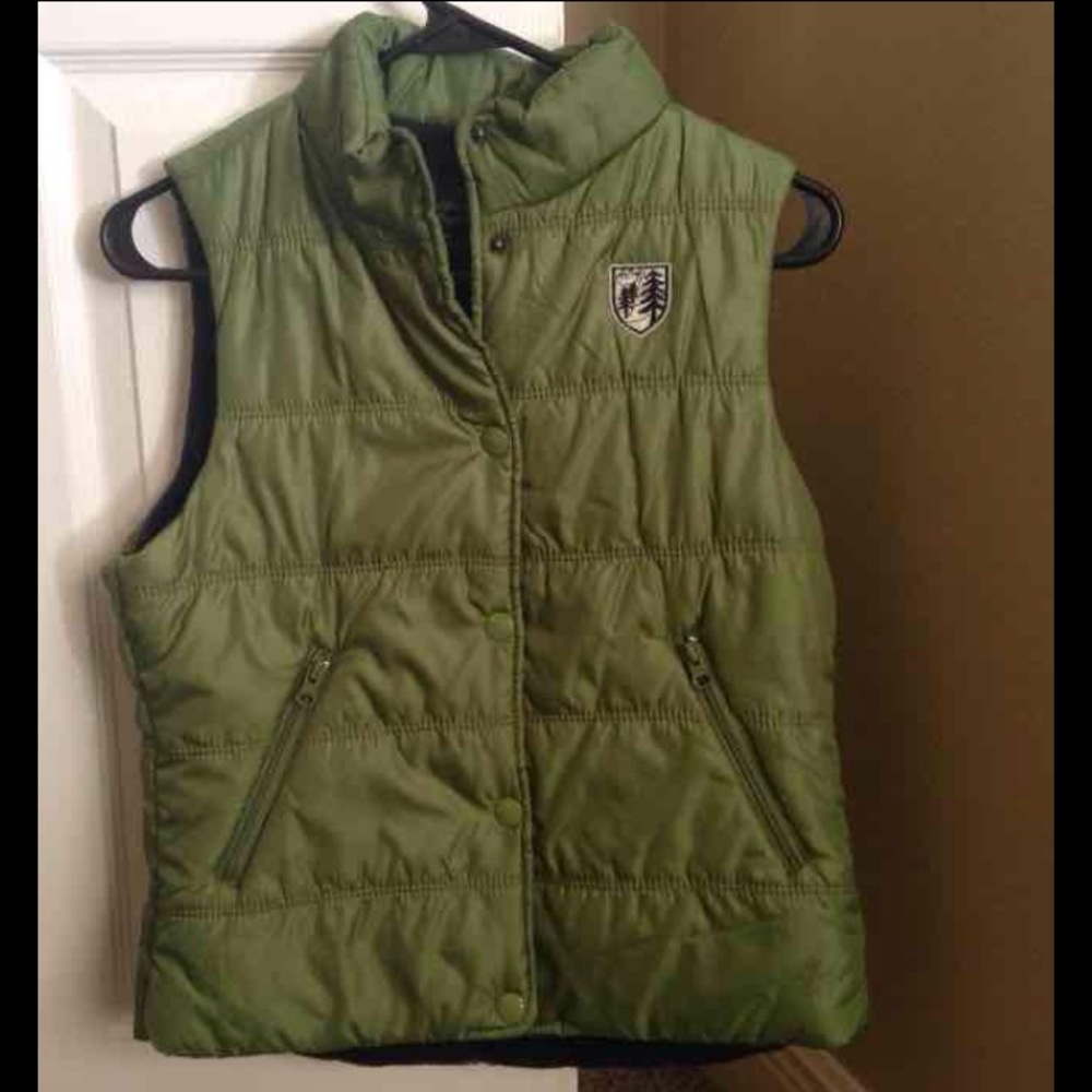 AE olive green navy lined vest Small