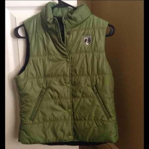 AE olive green navy lined vest Small