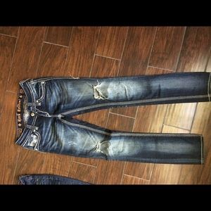 Dark skinny rock revival with sequin pockets