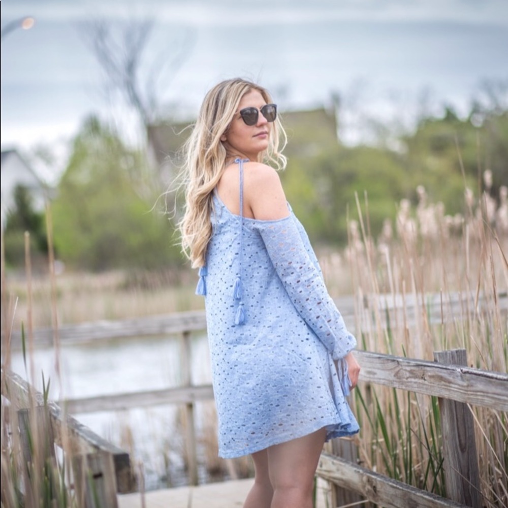 Lace cold shoulder dress