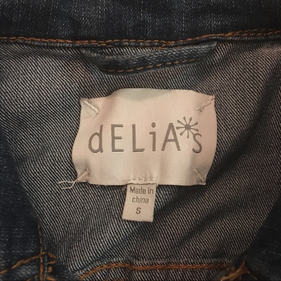 *SOLD*Delias Cropped Denim Jacket w/ White Knit Overlay - Picture 3 of 3