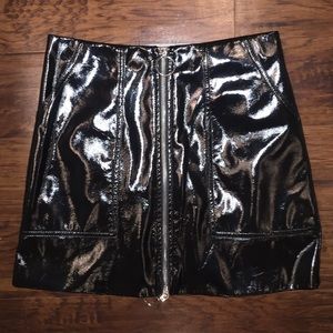 Faux latex mini skirt