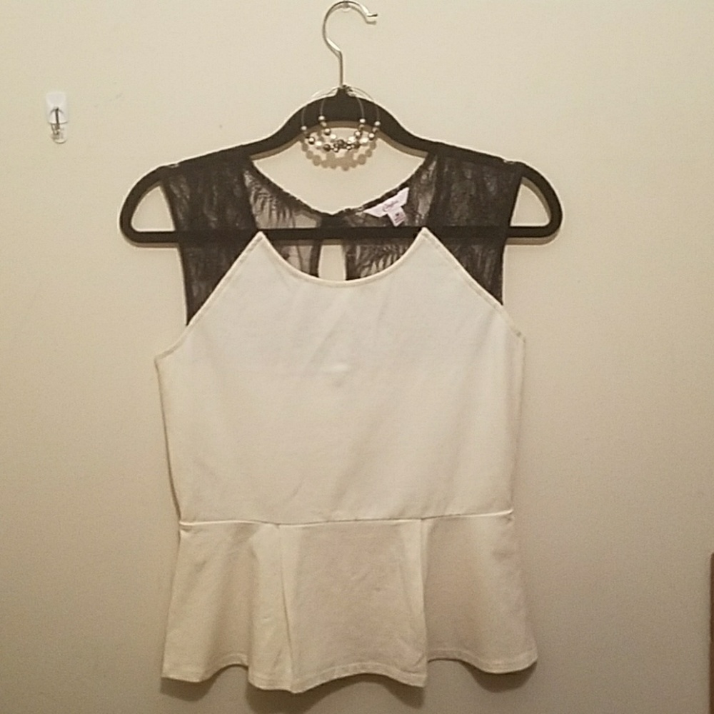 ⤵⤵🍁Cream & Lace Peplum Blouse by Candies